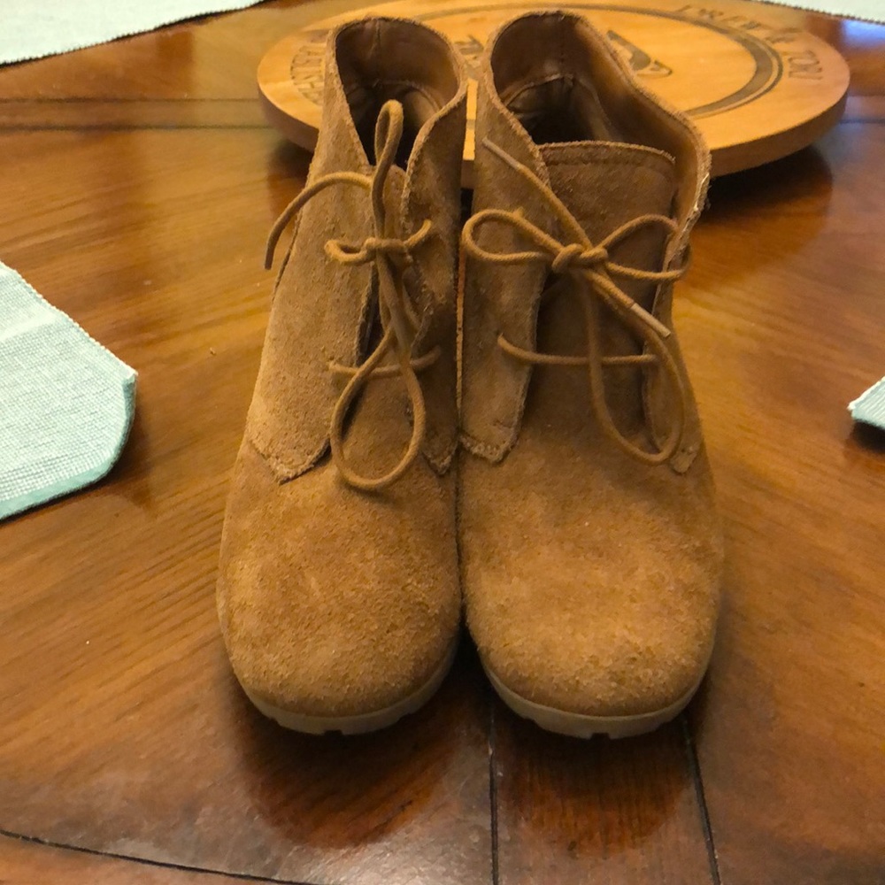 Suede bootie wedges